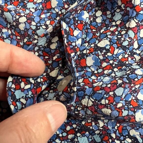 Tory Burch Blue Red Printed Mini Shirt Dress Full Button Front 14 Women - Picture 7 of 10